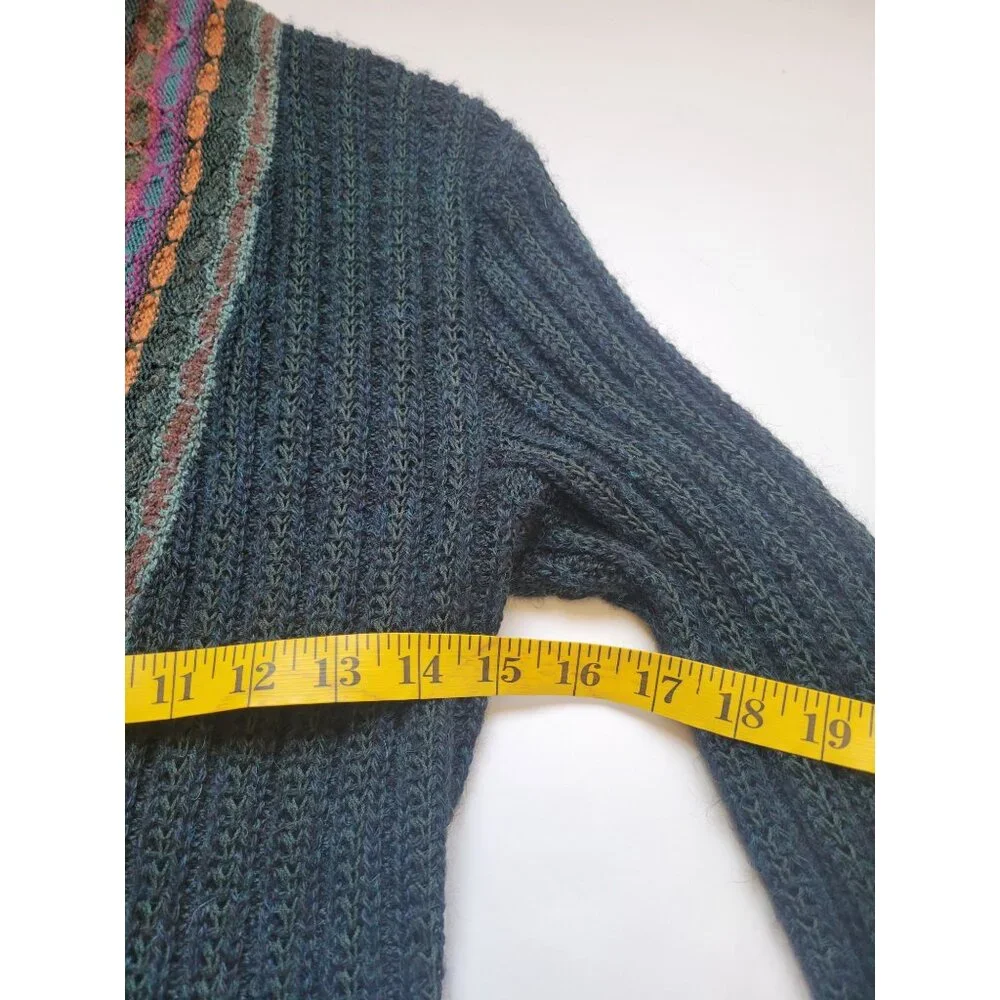 Peruvian Connection Hunter Green Long Duster Size S Bohemian Hippie Lagenlook - Picture 9 of 11